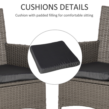 2 PCs Grey Outdoor Rattan Armchair