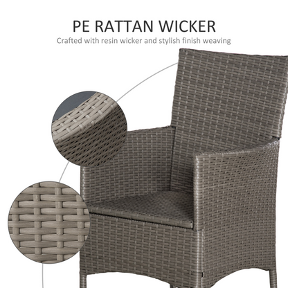 2 PCs Grey Outdoor Rattan Armchair