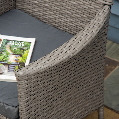 2 PCs Grey Outdoor Rattan Armchair