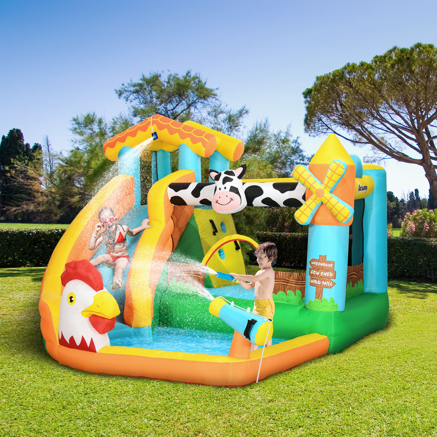 5 in 1 Kids Bounce Castle Farm Style 3.5 x 2.75 x 2.2m