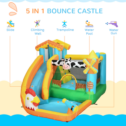 5 in 1 Kids Bounce Castle Farm Style 3.5 x 2.75 x 2.2m