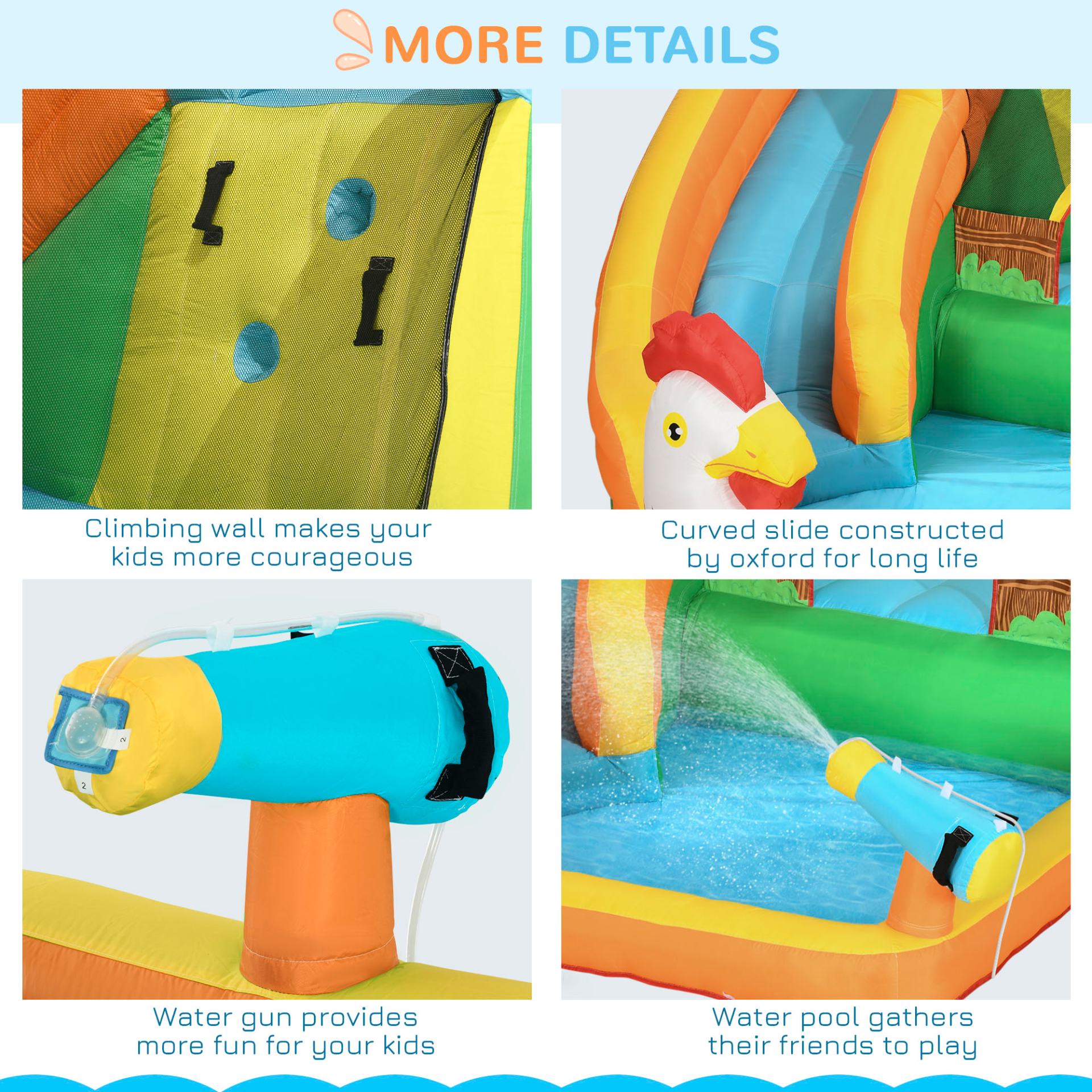 5 in 1 Kids Bounce Castle Farm Style 3.5 x 2.75 x 2.2m