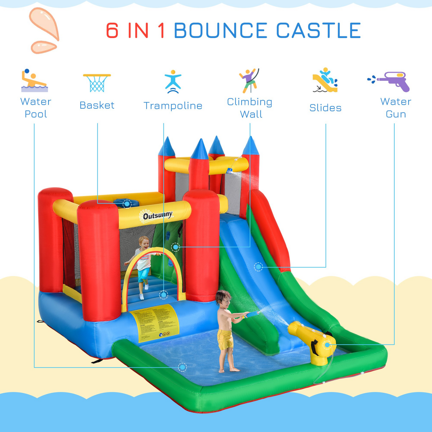 Water Slide 6 in 1 Bounce House