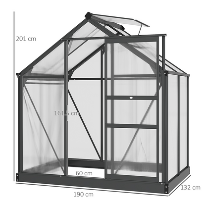 Large Walk-In Green House with Slide Door, 6 x 4ft