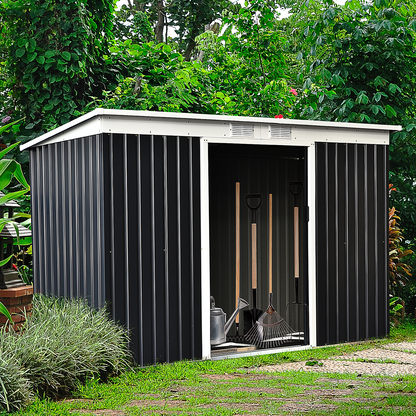 9ft x 4ft Corrugated Garden Metal Storage Shed Dark Grey