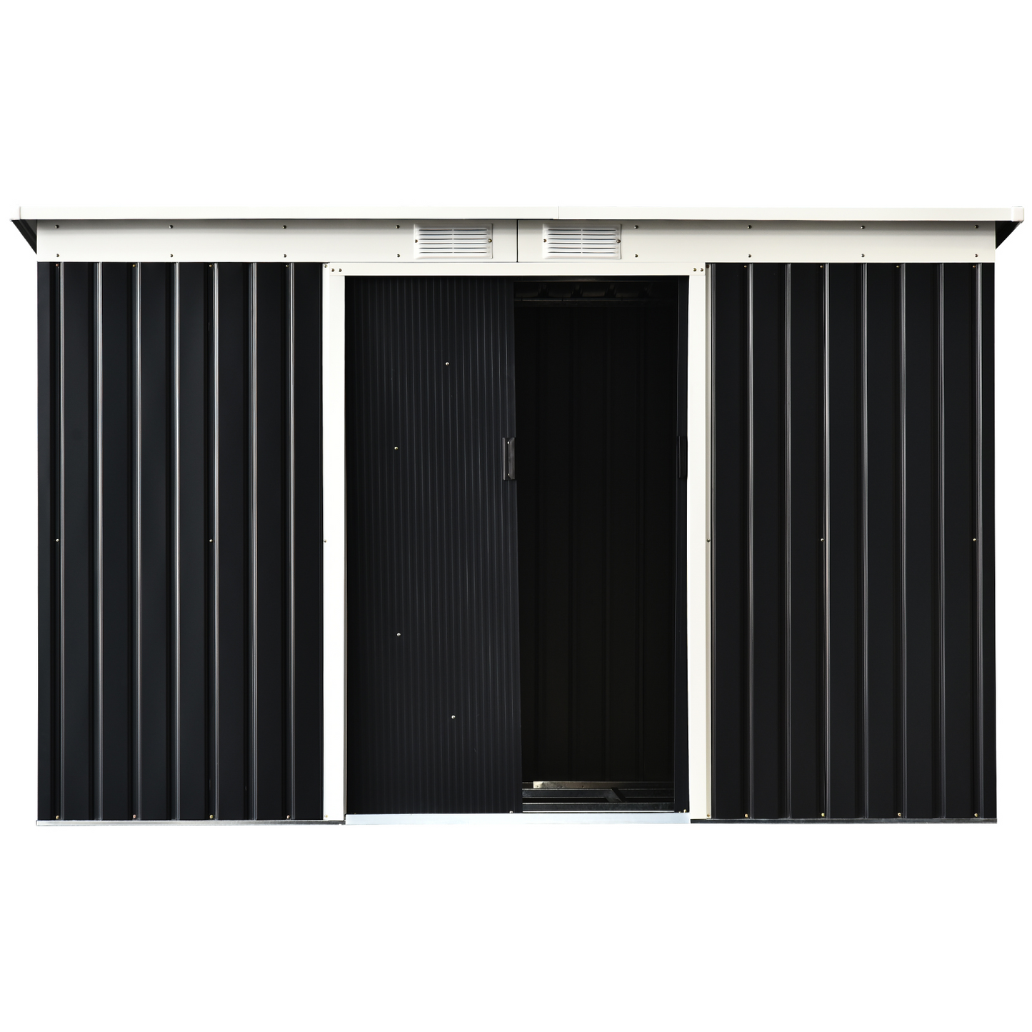 9ft x 4ft Corrugated Garden Metal Storage Shed Dark Grey