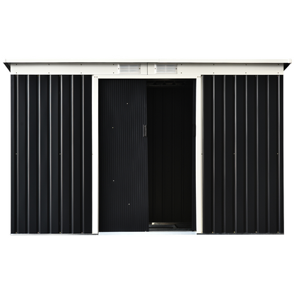 9ft x 4ft Corrugated Garden Metal Storage Shed Dark Grey