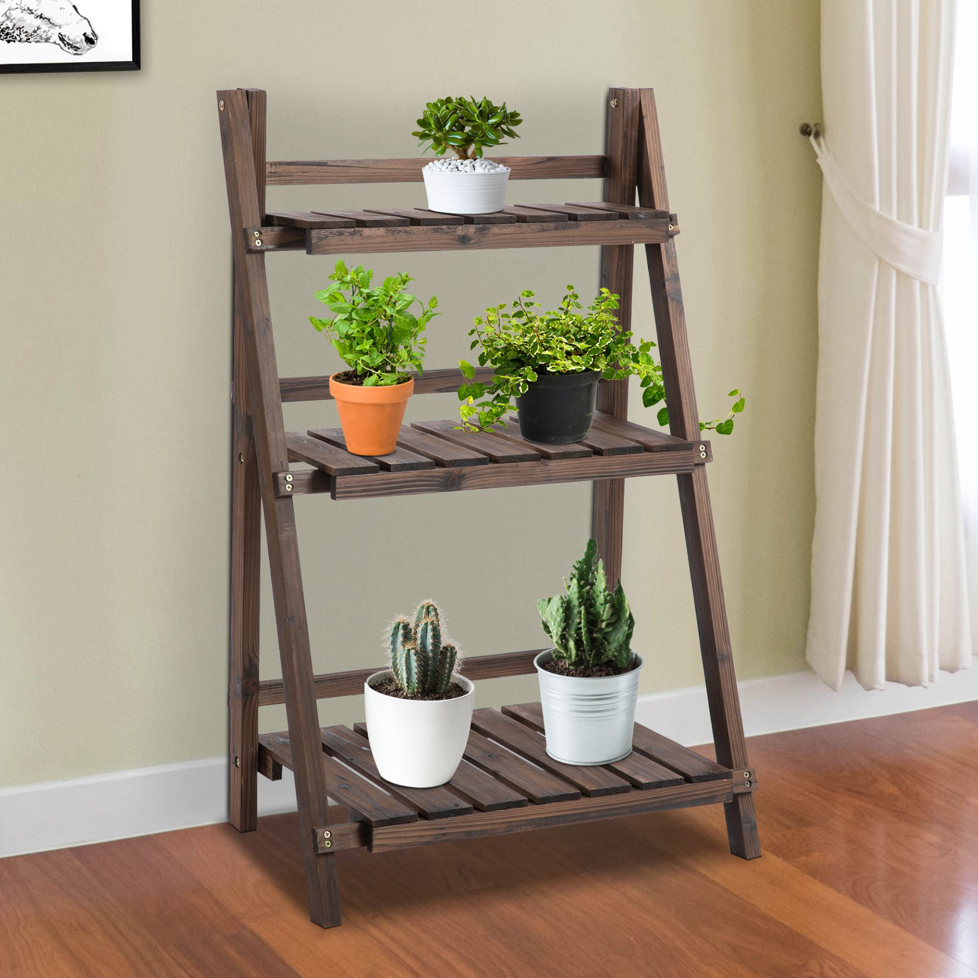 3-Tier Wooden Plant Shelf