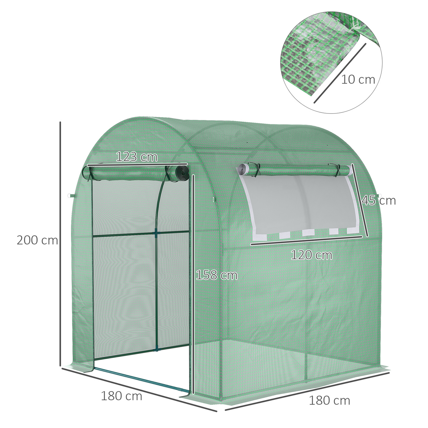 Walk in Polytunnel Greenhouse with Roll-up Window and Door