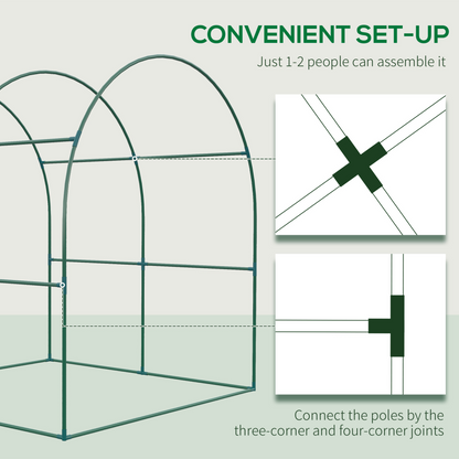 Walk in Polytunnel Greenhouse with Roll-up Window and Door