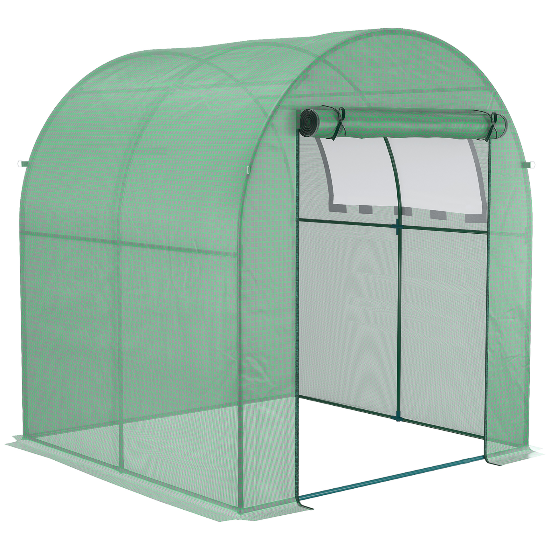 Walk in Polytunnel Greenhouse with Roll-up Window and Door