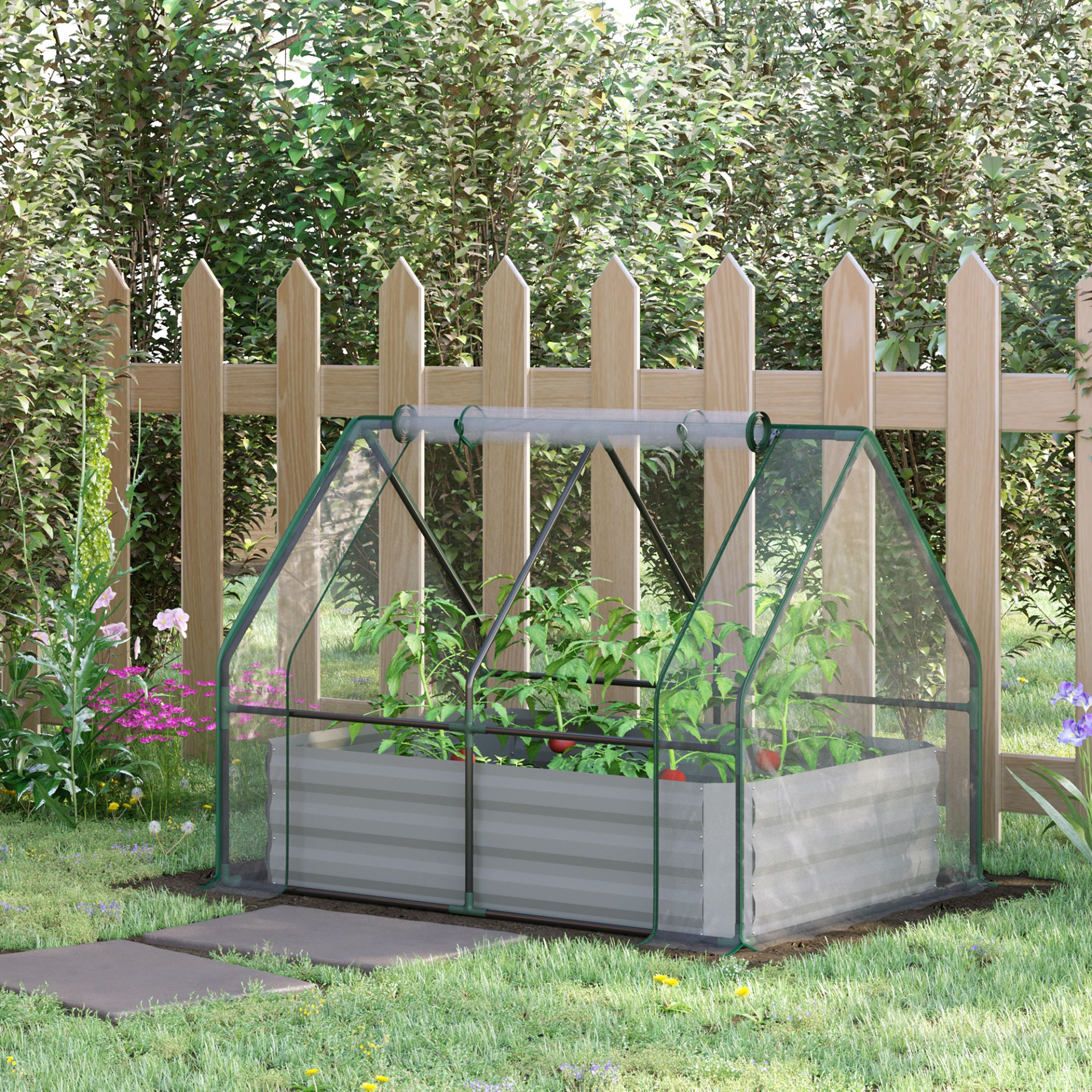  Raised Garden Bed with Greenhouse- 127 x 95 x 92cm