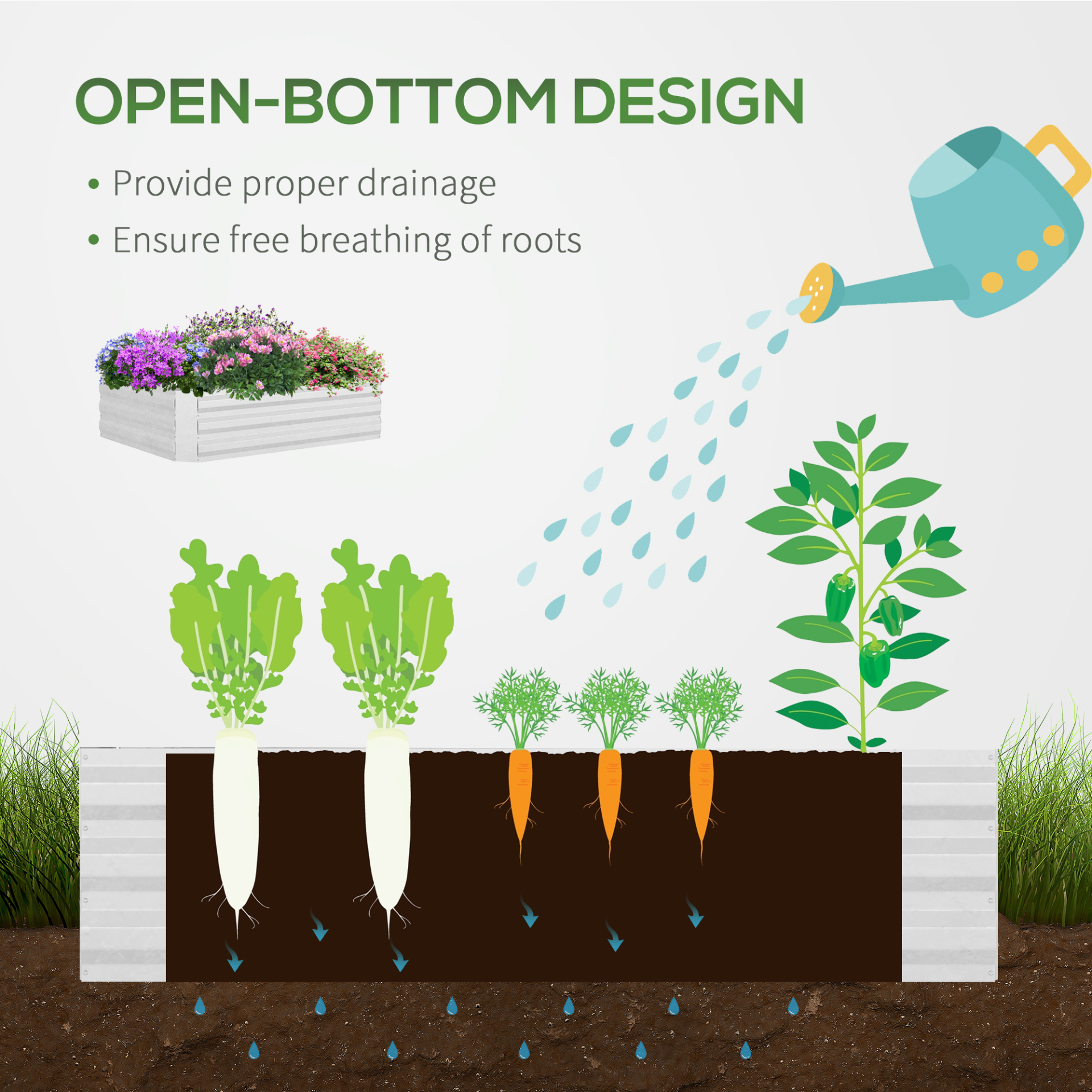  Raised Garden Bed with Greenhouse- 127 x 95 x 92cm