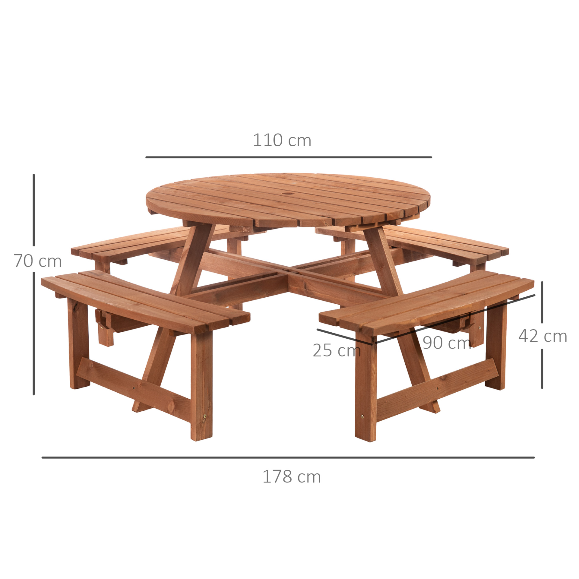  8 Seater Round Wooden Picnic Table