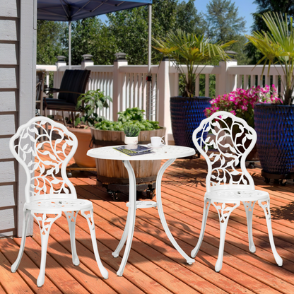 3 Pcs White Aluminium Bistro Set 