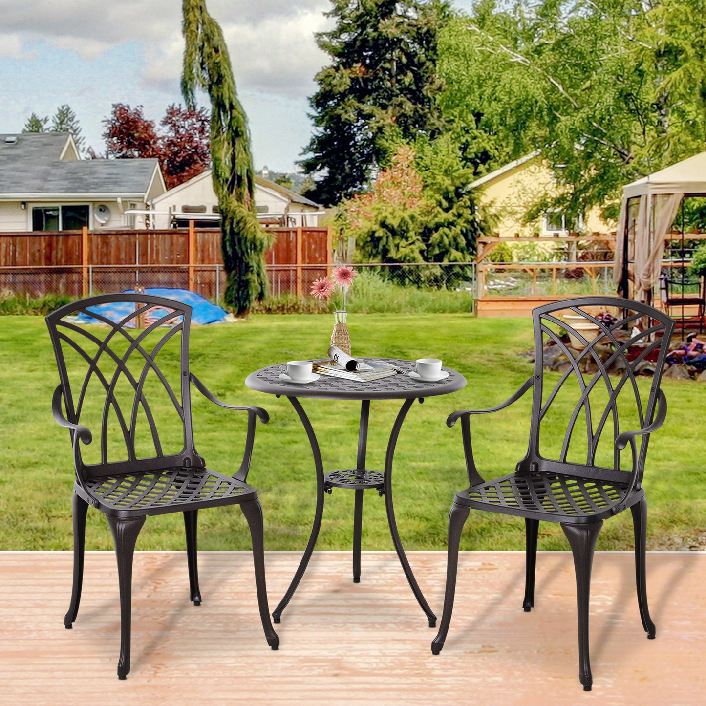  Patio Cast Aluminium 3 PCS Bistro Set