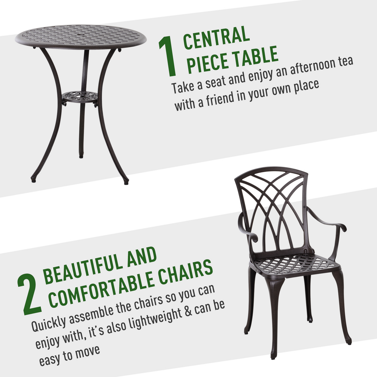  Patio Cast Aluminium 3 PCS Bistro Set