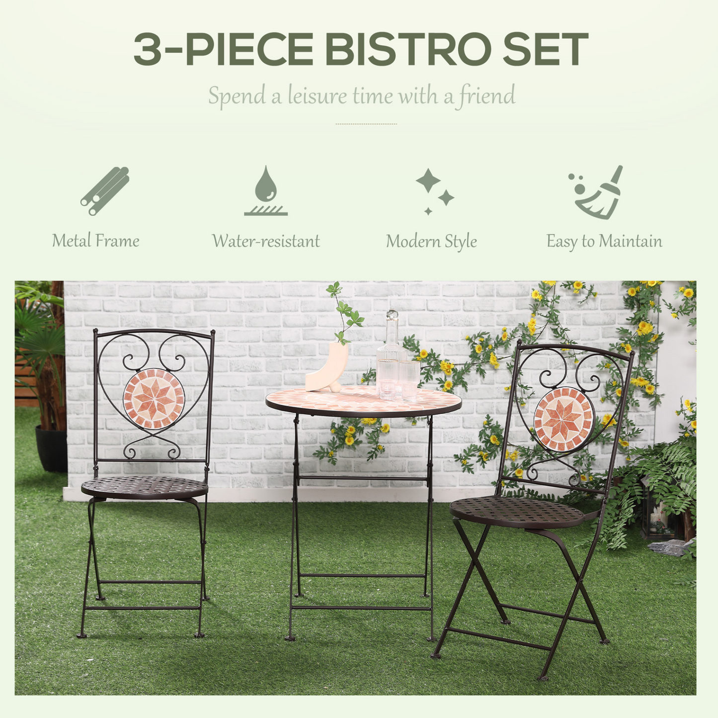 3 Piece Mosaic Yellow Bistro Set