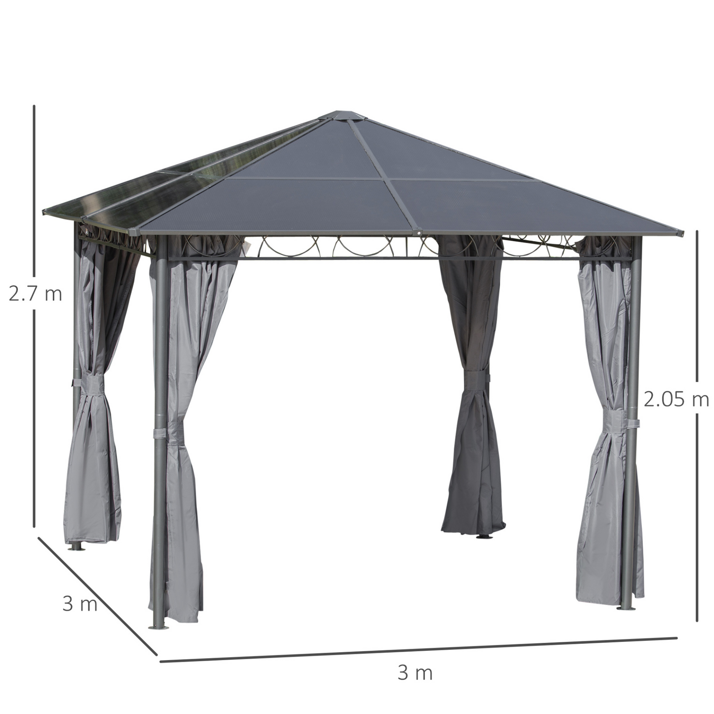 Hardtop Gazebo with UV Resistant Polycarbonate Roof