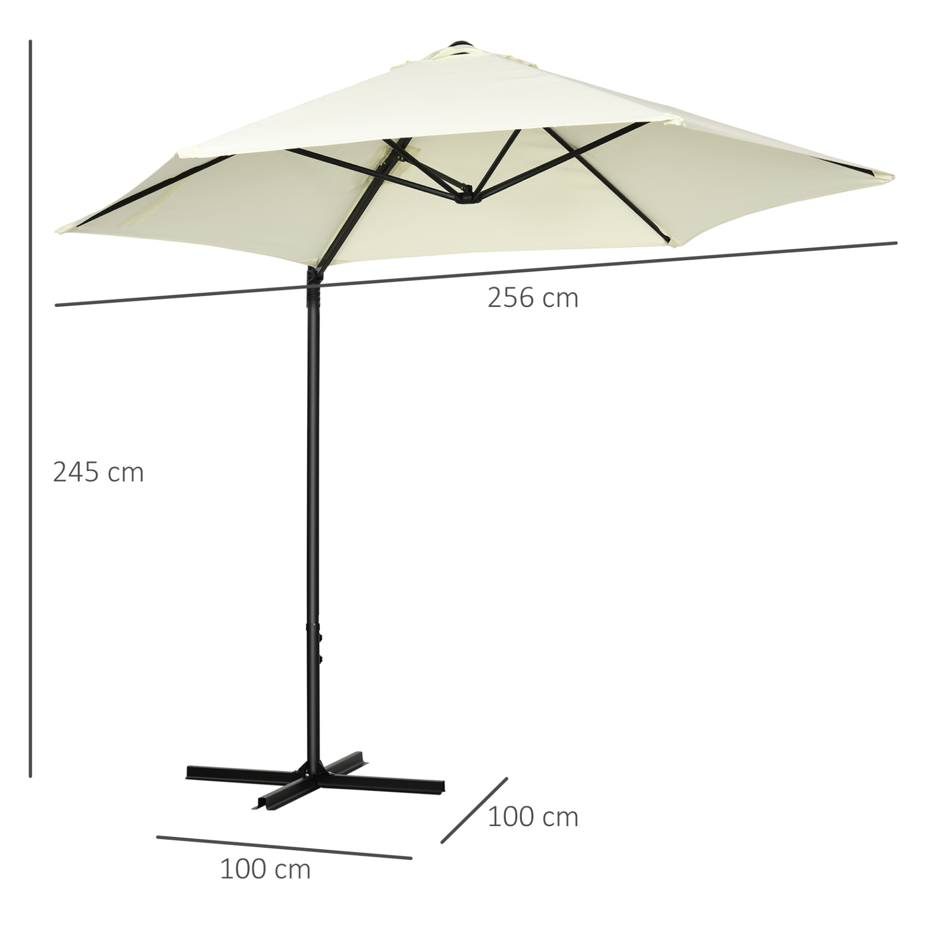 Beige Garden Cantilever Parasol with 360° Rotation