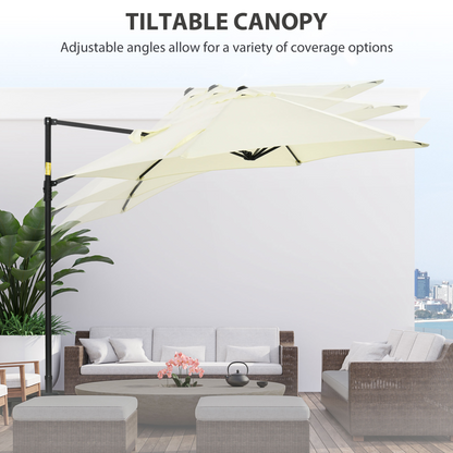 Beige Garden Cantilever Parasol with 360° Rotation