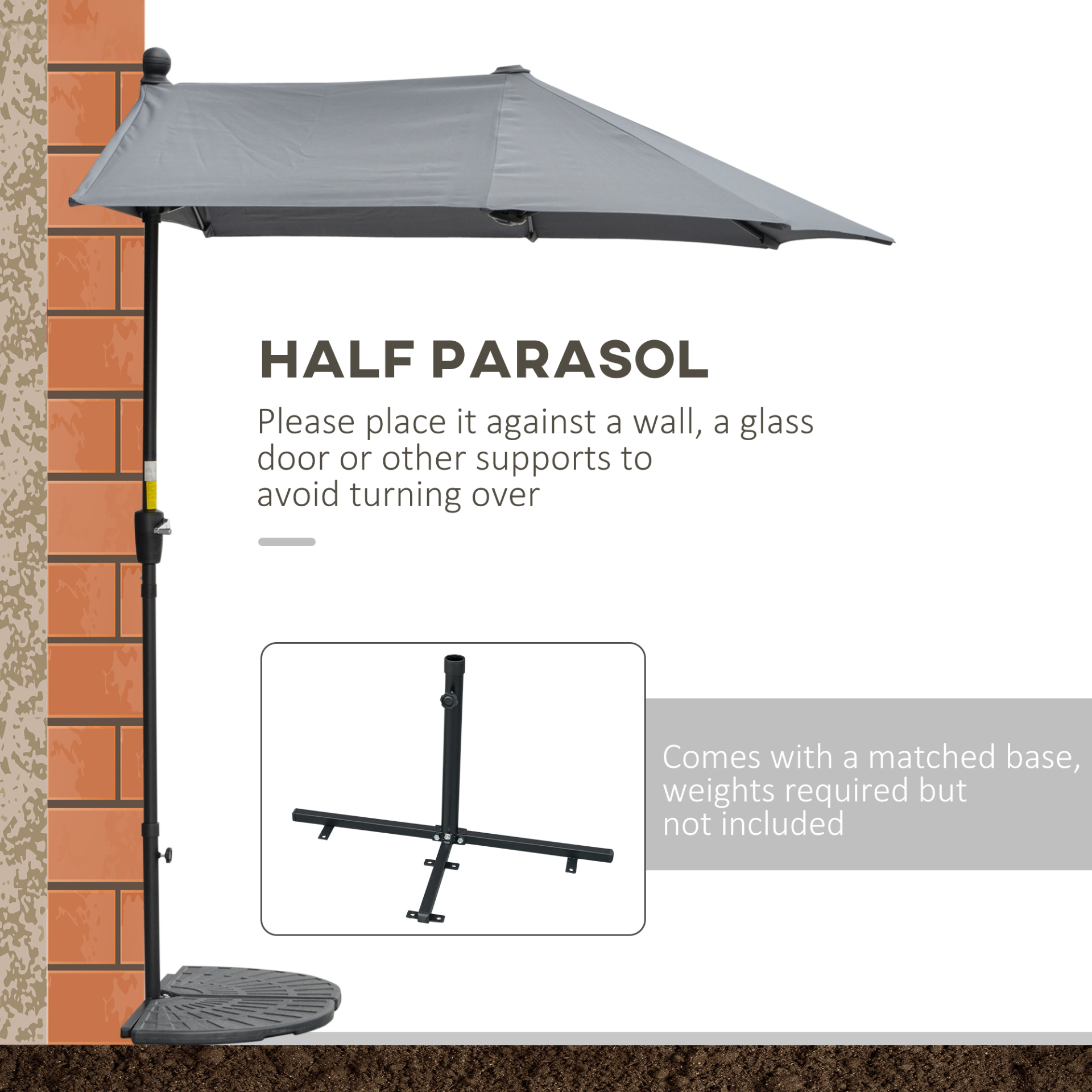 Dark Grey Half Parasol 