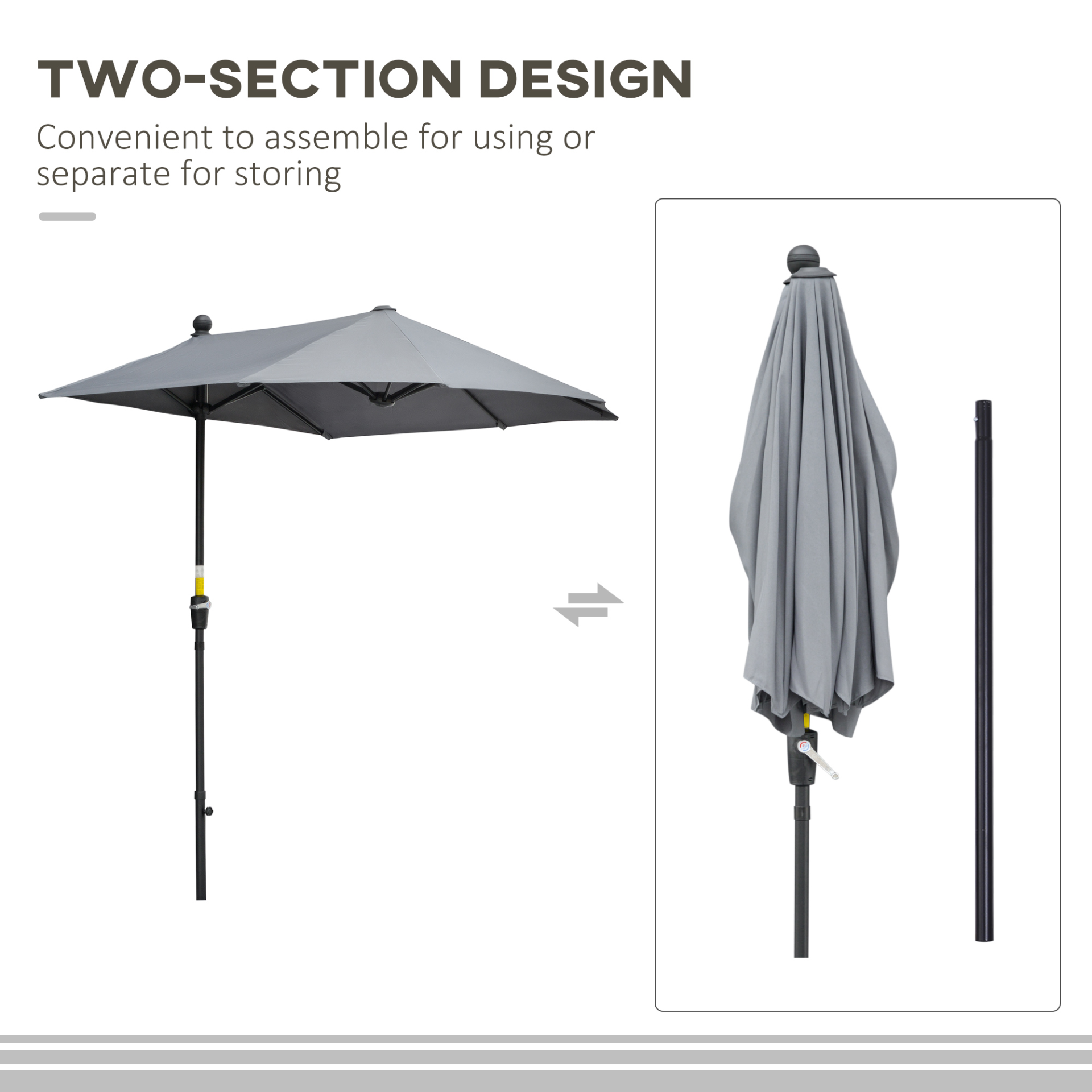 Dark Grey Half Parasol 