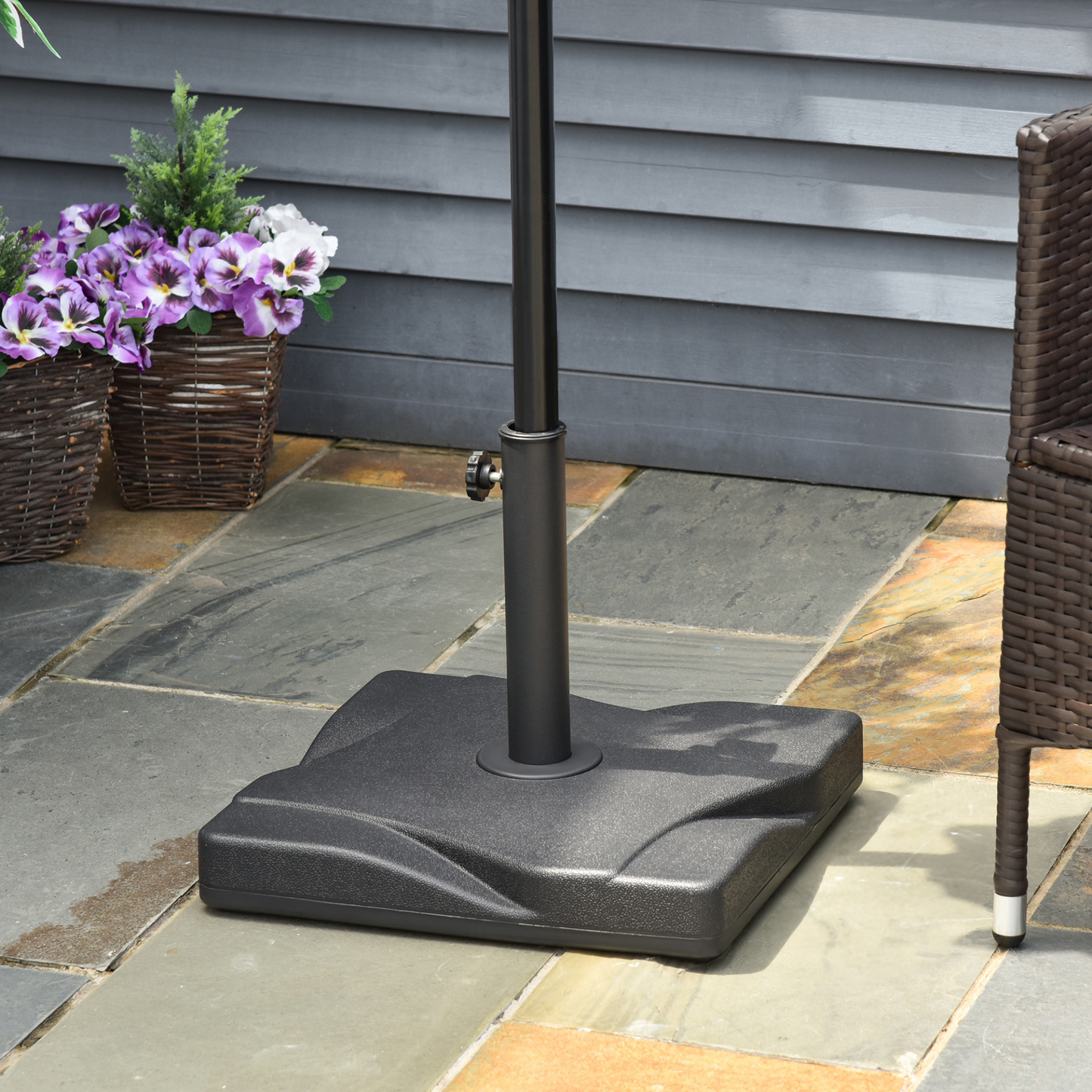 Black Square Cement Parasol Base