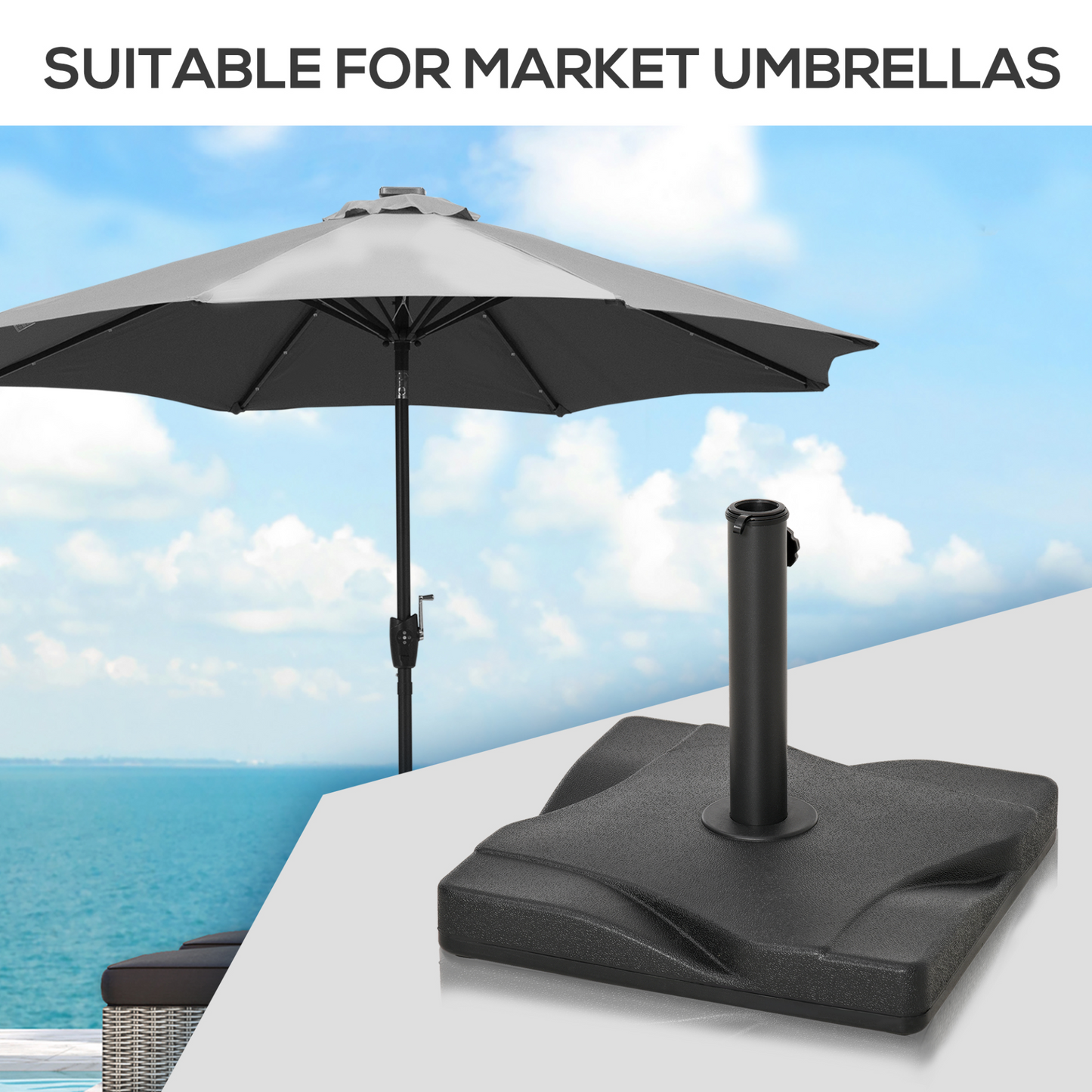 Black Square Cement Parasol Base