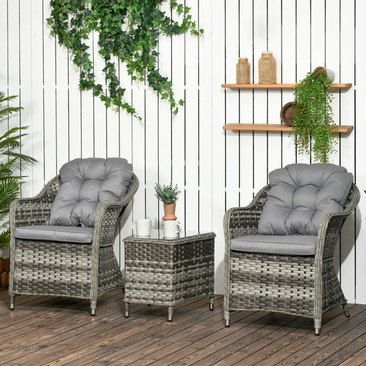 3 PCS Rattan Seating Set With Cushions