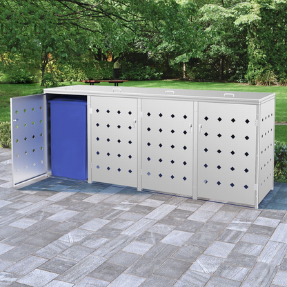 Quadruple Wheelie Bin Shed Stainless Steel