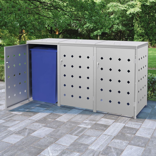 Triple Wheelie Bin Shed 240 L Stainless Steel