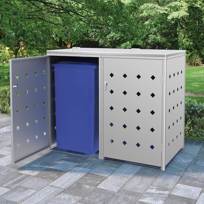 Double Wheelie Bin Shed Stainless Steel