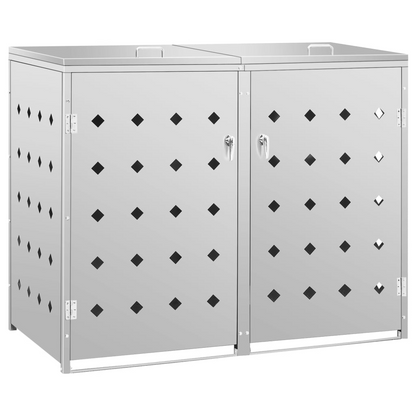 Double Wheelie Bin Shed Stainless Steel