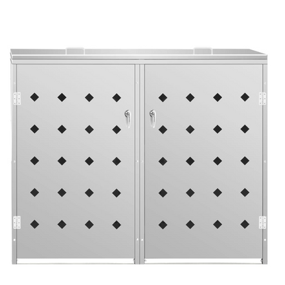 Double Wheelie Bin Shed Stainless Steel