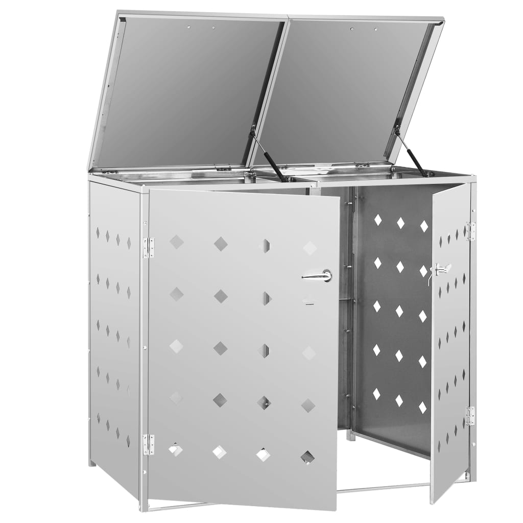 Double Wheelie Bin Shed Stainless Steel