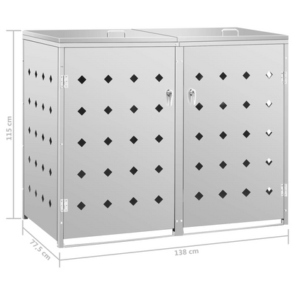 Double Wheelie Bin Shed Stainless Steel