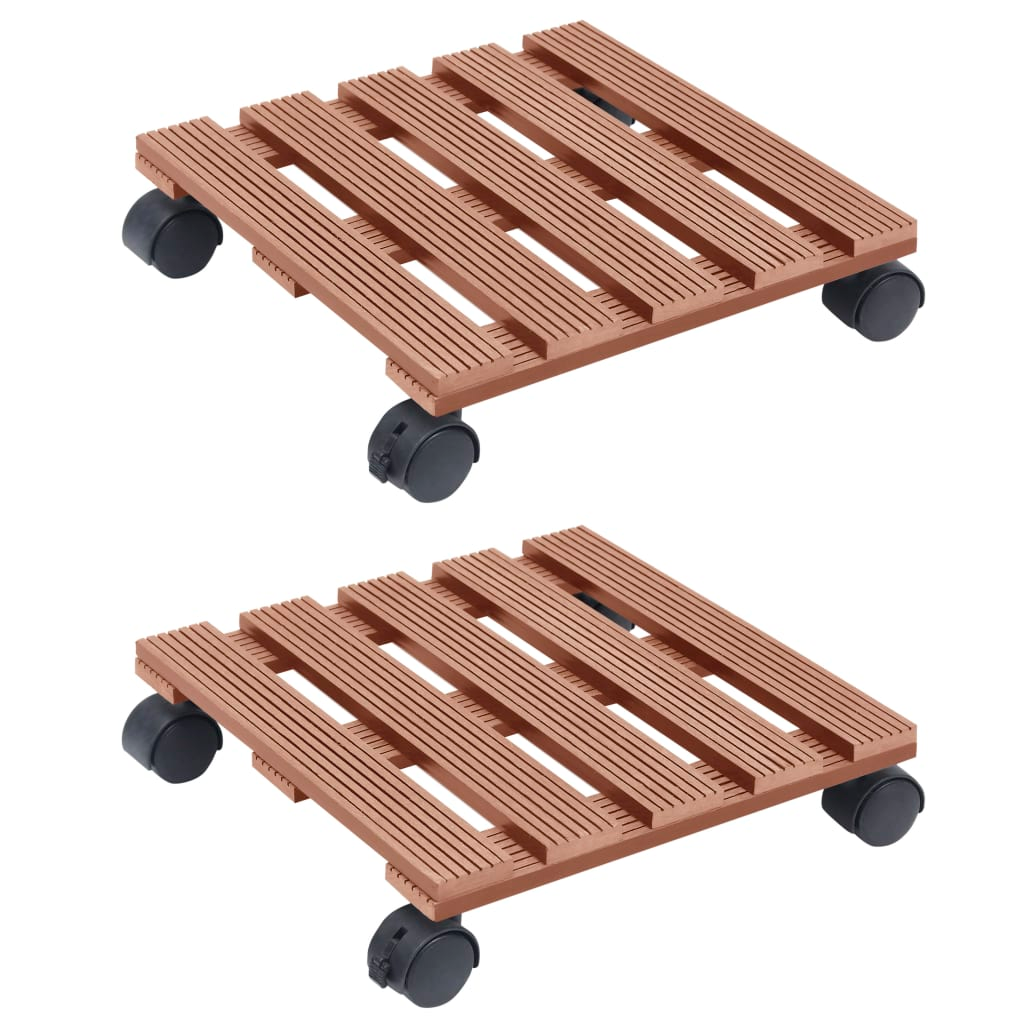 Set of 2 Brown Plant Trolleys