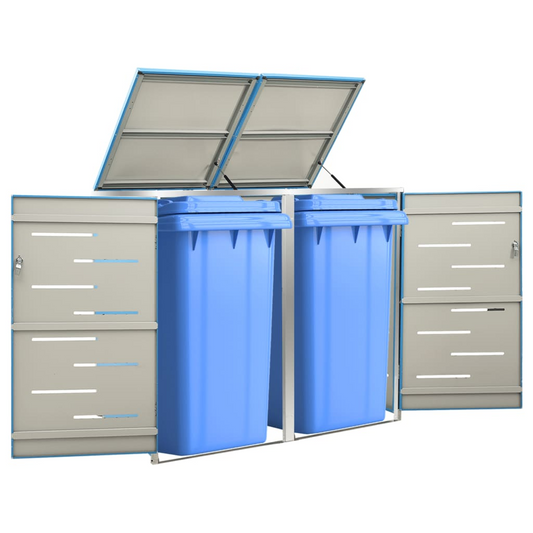 Double Wheelie Bin Shed Stainless Steel