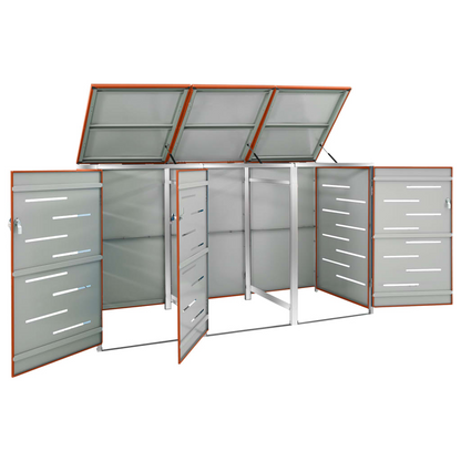 Triple Wheelie Bin Shed Stainless Steel