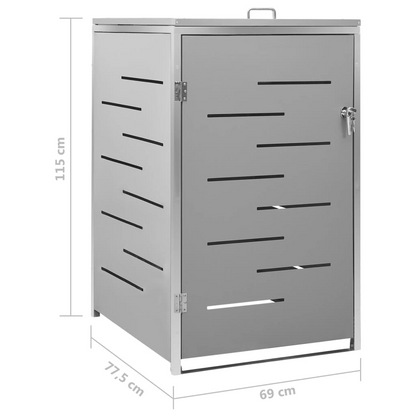 Single Wheelie Bin Shed Stainless Steel