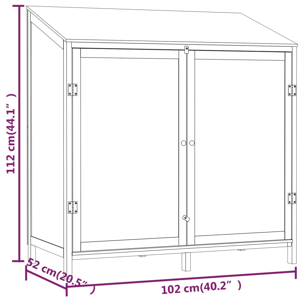 Solid Fir Wood Garden Shed Anthracite 102x52x112 cm