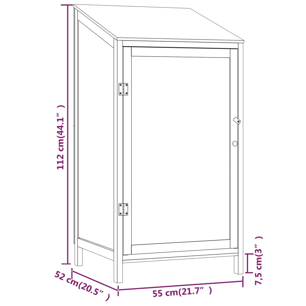 Garden Shed Solid Fir Wood  55x52x112 cm