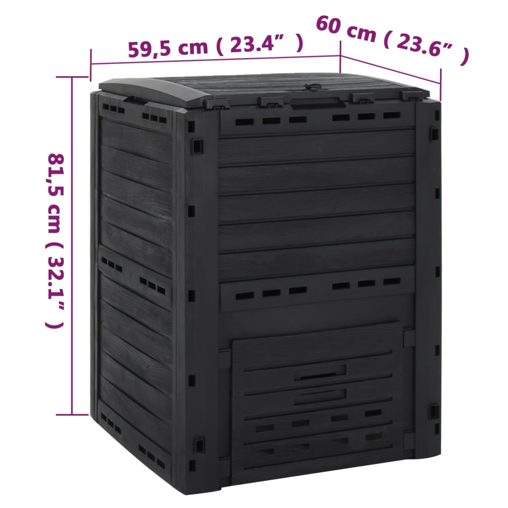 Garden Composter Black 280 L Polypropylene