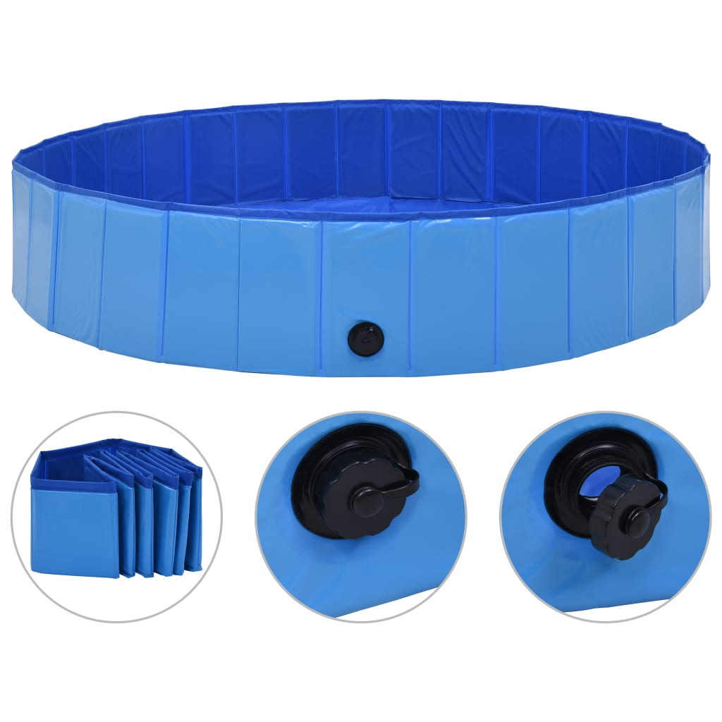 Foldable Dog Swimming Pool Blue 160x30 cm