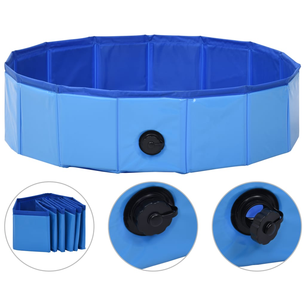 Foldable Dog Swimming Pool Blue 80x20 cm