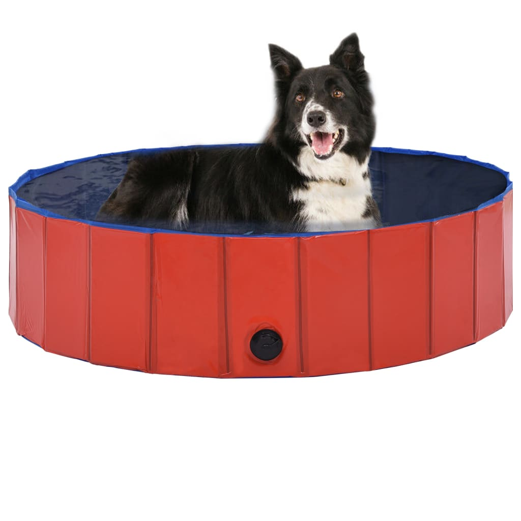 Foldable Dog Swimming Pool Red 120x30 cm