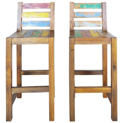 2 pcs Solid Reclaimed Wood Bar Stools