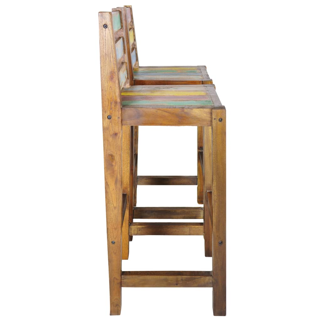 2 pcs Solid Reclaimed Wood Bar Stools