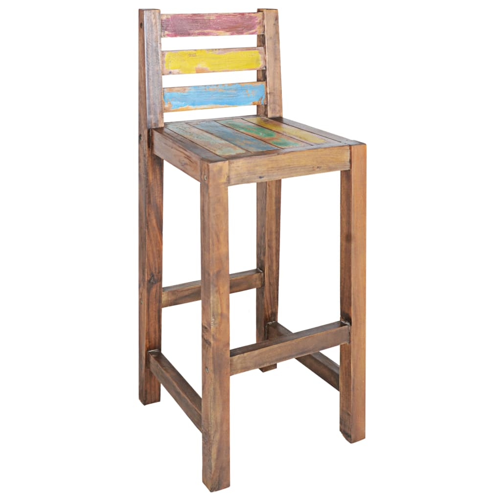 2 pcs Solid Reclaimed Wood Bar Stools